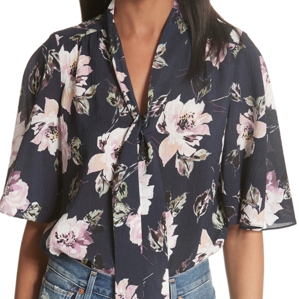 Magnolia Stretch Silk Tie Front Top